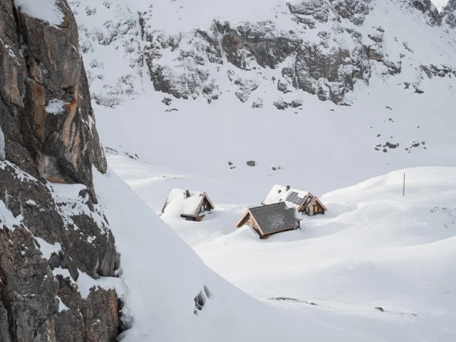 Rifugio Fonde des Four in Val d'Isère in inverno