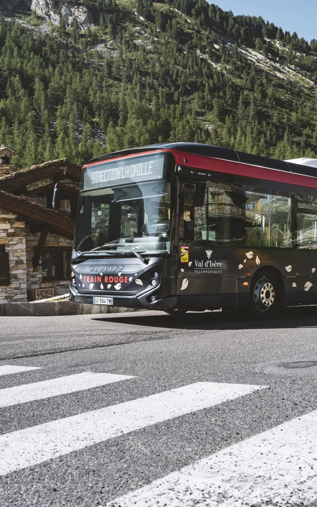 Val d'Isère's Valbus fleet of electric shuttles in summer