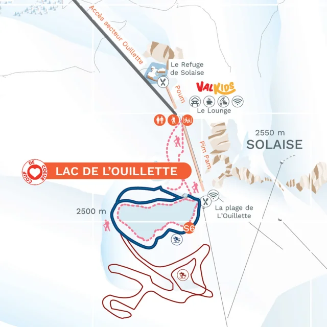 Winter hiking and cross-country skiing in the Solaise area and Lac De Louillette in Val Disere